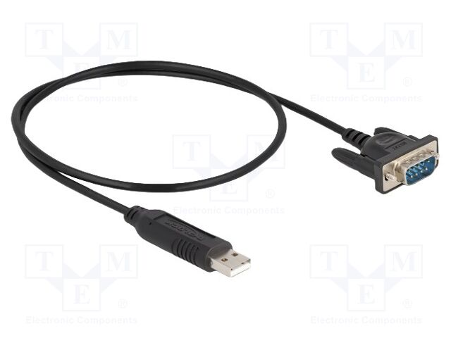 USB to RS232 converter; D-Sub 9pin plug,USB A plug; 0.5m; black