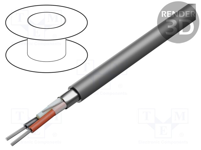 Wire; Pro-Tekt; 2x22AWG; shielded,Al foil; PVC; dark grey; 300V