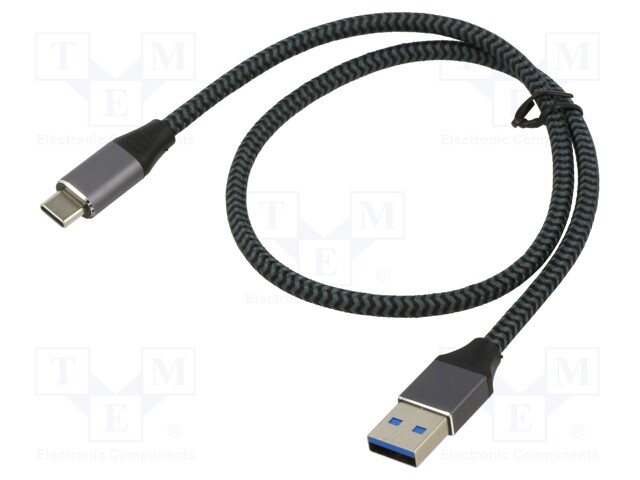Cable; USB 3.1; USB A plug,USB C plug; 0.5m; black-gray; 10Gbps