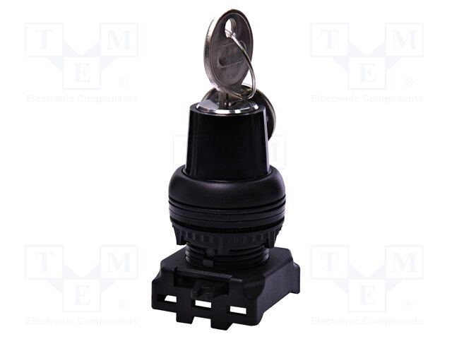 Switch: rotary with key; 22mm; black; IP65; E; Pos: 3; Ø22.5mm