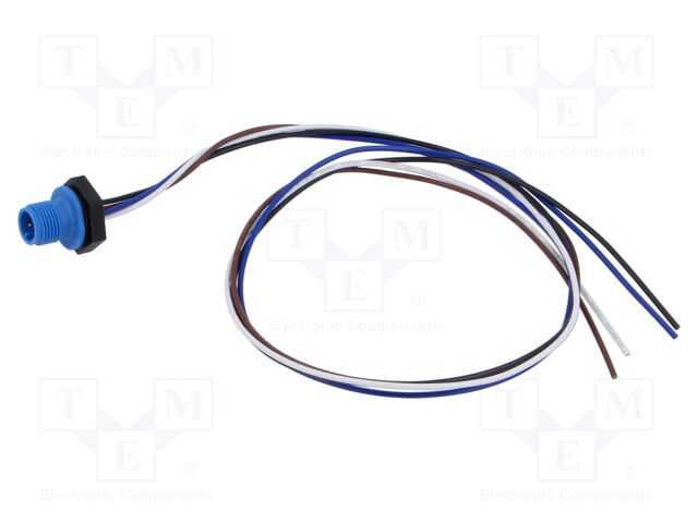 Connector: M12; socket; male; straight; with lead; PIN: 4; 0.34mm2