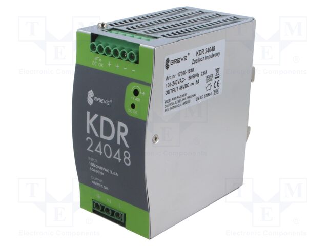 Power supply: switching; 240W; for DIN rail mounting; OUT: 1; KDR