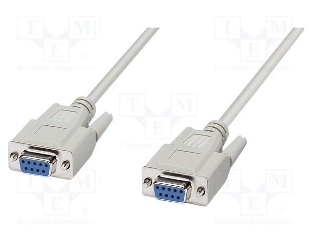 Cable; D-Sub 9pin socket,both sides; PVC; 2m; grey