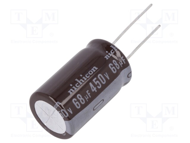 Capacitor: electrolytic; THT; 68uF; 450VDC; Ø18x31.5mm; ±20%