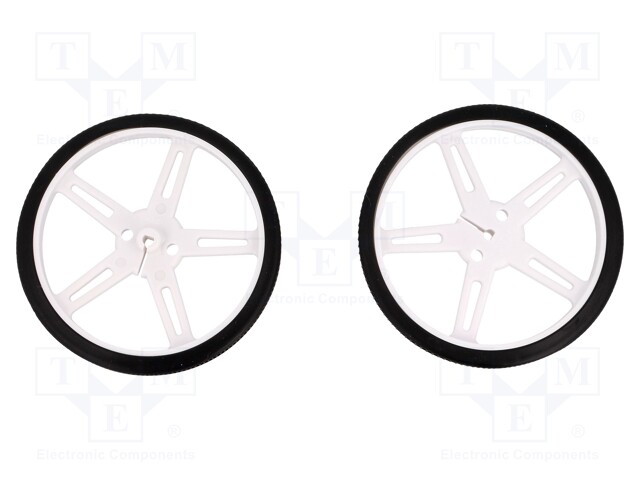 Wheel; white; Shaft: D spring; Pcs: 2; push-in; Ø: 70mm; W: 8mm