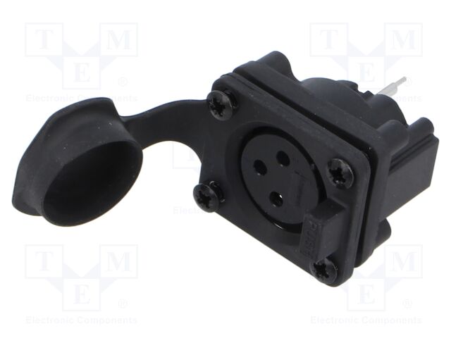 Connector: XLR; socket; female; AXS; 15A; 133V; PIN: 3; IP65; THT