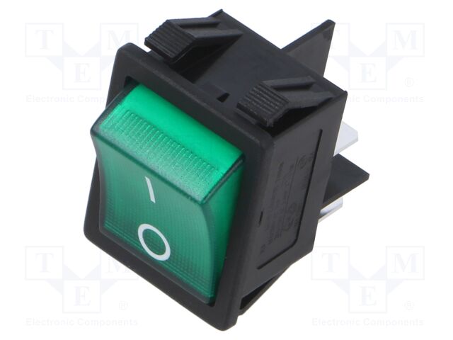 ROCKER; DPST; Pos: 2; OFF-ON; 16A/250VAC; green; none; R5; 20mΩ