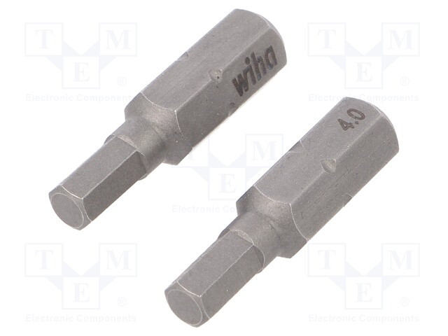 Screwdriver bit; Allen hex key; HEX 4mm; Overall len: 25mm; 2pcs.
