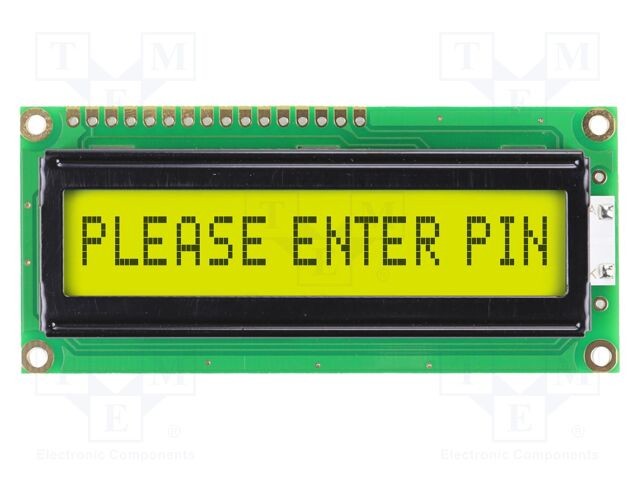 Display: LCD; STN Positive; 16x1; grey; 80x36mm; LED; 1x16; 5V