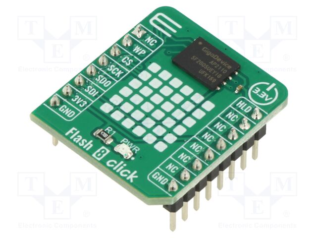 Click board; Flash memory; QSPI,SPI; GD5F2GQ5UEYIGR; 3.3VDC