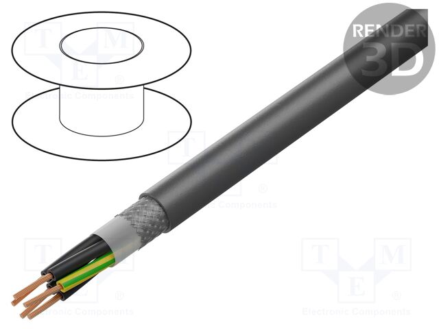 Wire; Pro-Met; 5G0.5mm2; shielded,tinned copper braid; PVC; 300m
