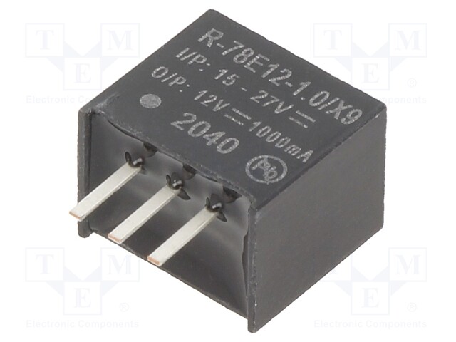 Converter: DC/DC; 12W; Uin: 15÷27V; Uout: 12VDC; Iout: 1A; SIP3; 2g