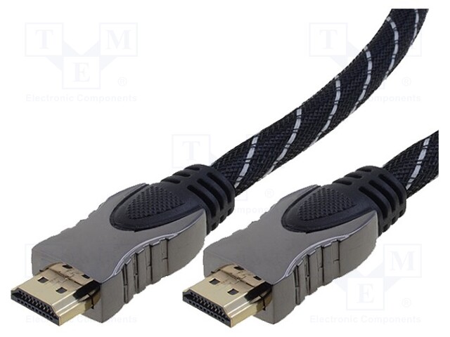 Cable; HDMI 1.4; HDMI plug,both sides; 3m; grey-black