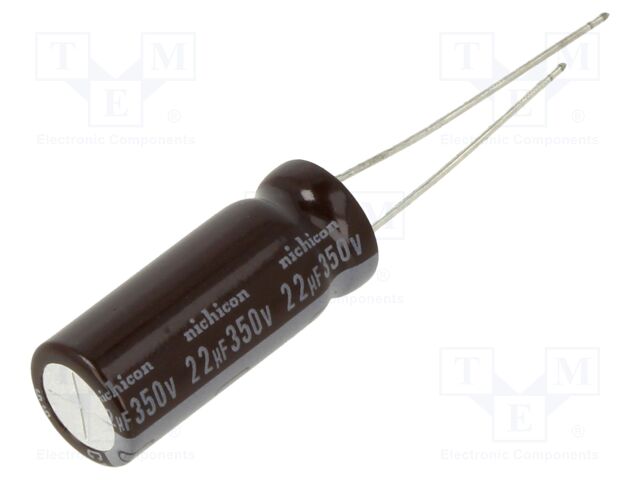 Capacitor: electrolytic; THT; 22uF; 350VDC; Ø10x25mm; ±20%; 12000h