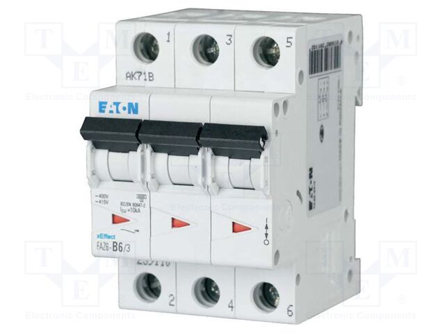 Circuit breaker; 230/400VAC; Inom: 1.5A; Poles: 3; Charact: B; 6kA