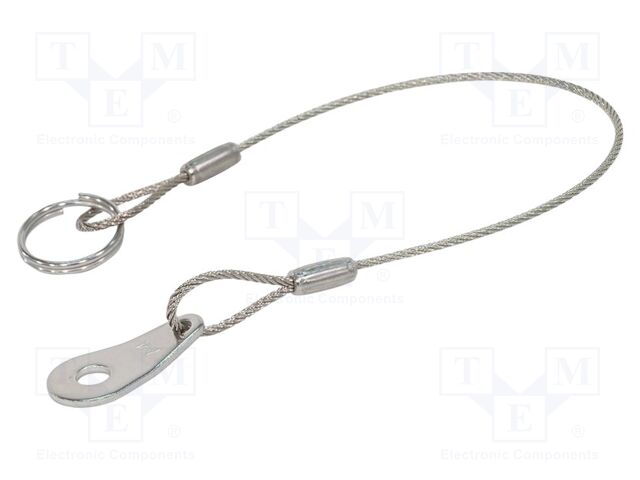 Retaining cable; with mounting tab and key ring; L: 200mm