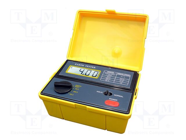 Meter: grounding resistance; LCD; Earthing R range: 0÷1999Ω