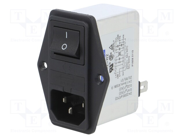 Connector: AC supply; socket; male; 6A; 250VAC; IEC 60320; -25÷85°C