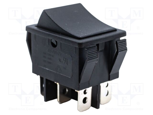 SWITCH, ROCKER, DPDT, 15A, 125VAC, BLACK