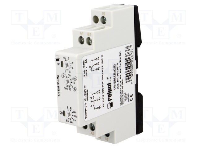 Timer; 0,05s÷100h; SPDT; 250VAC/8A; 12÷240VAC; 12÷240VDC; DIN; IP40