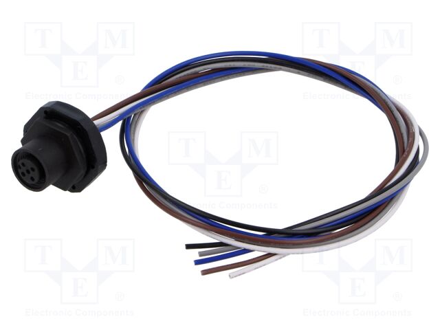 Connector: M12; socket; male; straight; with lead; PIN: 5; 0.34mm2