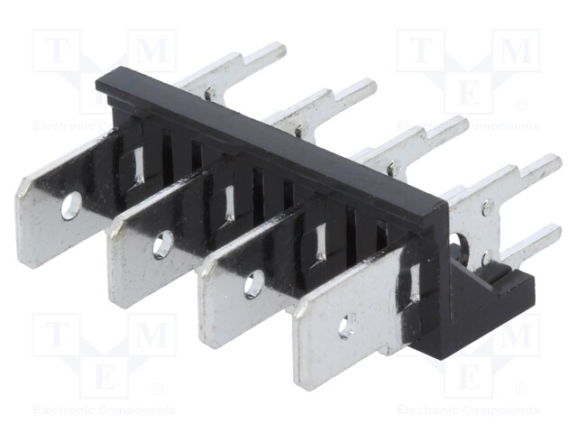 Terminal: spade terminal strip; 6.3mm; THT; 250V; straight; ways: 4