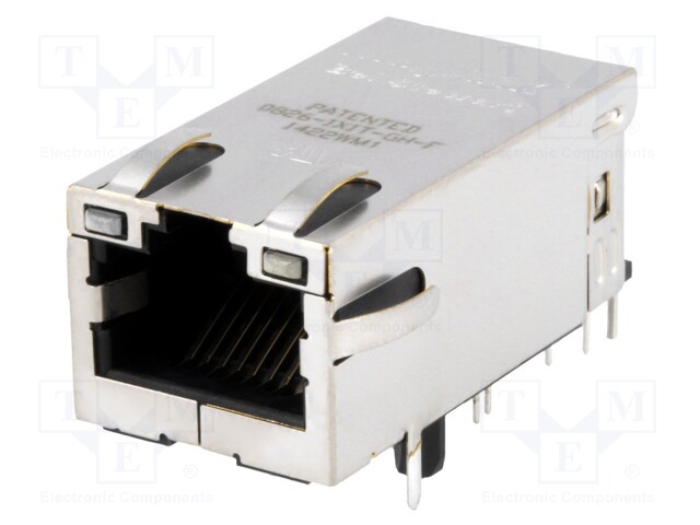 Socket; RJ45; PIN: 8; shielded,with LED; Layout: 8p8c; THT; angled