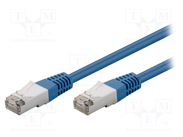 Patch cord; F/UTP; 5e; stranded; CCA; PVC; blue; 0.5m; 26AWG
