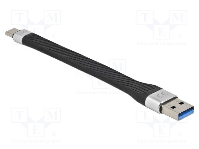 Cable; USB A plug,USB C plug; 0.14m; black; 5Gbps; 3A