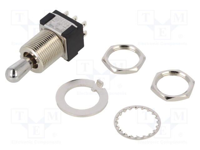 Switch: toggle; Pos: 3; DPDT; ON-ON-ON; 6A/125VAC; 6A/6VDC; 20mΩ