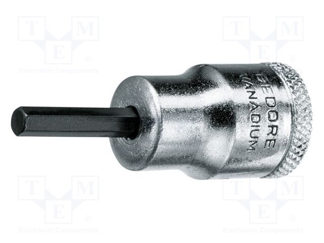 Socket; hex key,socket spanner; 4mm; 3/8"; Chrom-vanadium steel