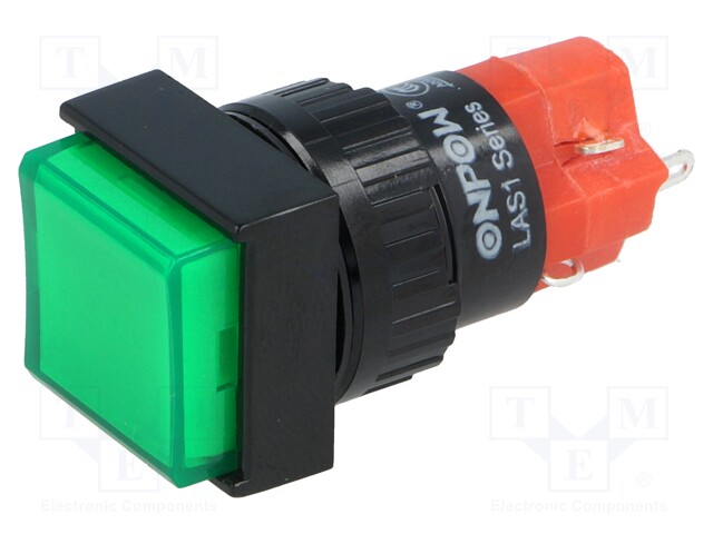 Switch: push-button; Pos: 2; SPDT; 3A/250VAC; 2A/24VDC; green; none