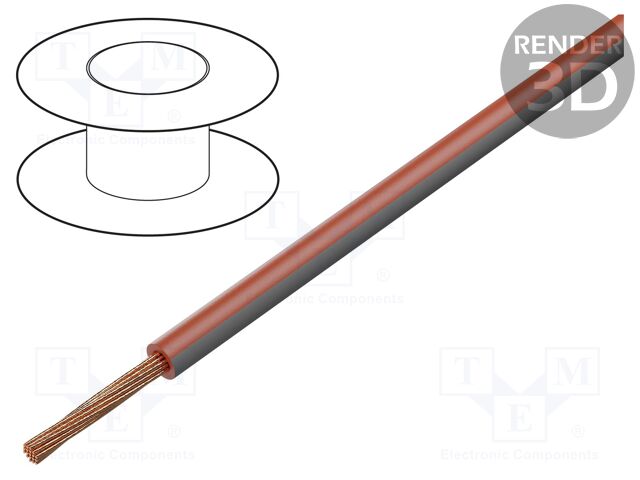 Wire; LgY; stranded; Cu; 2.5mm2; red-gray; PVC; 300/500V; 50m