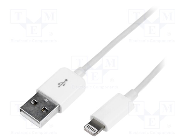 Cable; USB 2.0; USB A plug,Apple Lightning plug; 1m; white