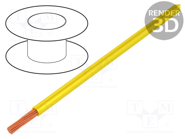 Wire; LgY; stranded; Cu; 1.5mm2; yellow; PVC; 300/500V; 100m; Class: 5