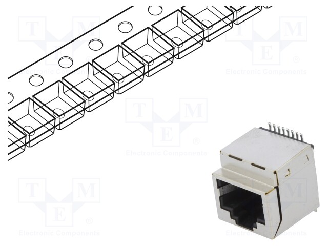 Socket; RJ45; PIN: 8; Cat: 5; shielded; Layout: 8p8c; SMT; vertical
