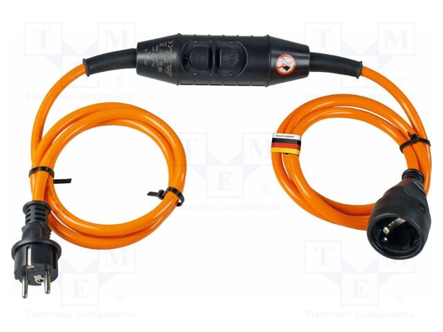 Extension lead; 3G2.5mm2; with flap,with protection; Sockets: 1