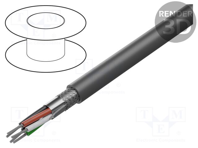 Wire; Xtra Guard® Flex; 18x26AWG; PVC; dark grey; 300V; 305m