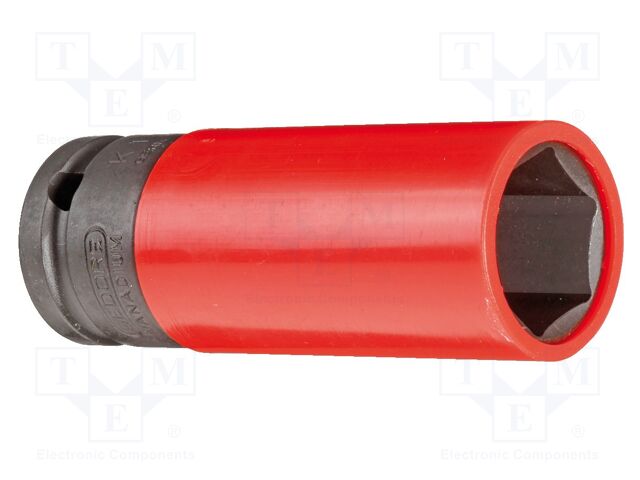 Socket; 6-angles,socket spanner; 21mm; 1/2"; steel