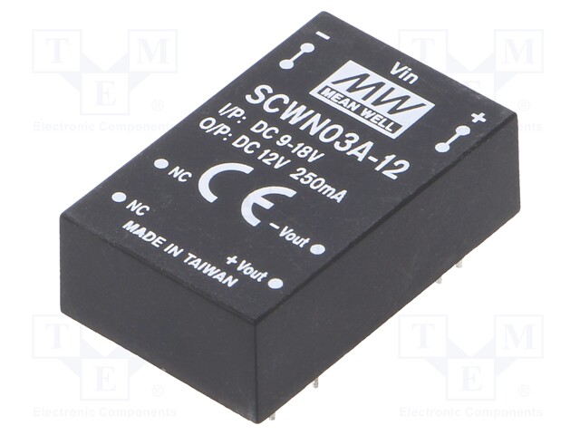 Converter: DC/DC; 3W; Uin: 9÷18V; 12VDC; Iout: 250mA; DIP24; 12.5g