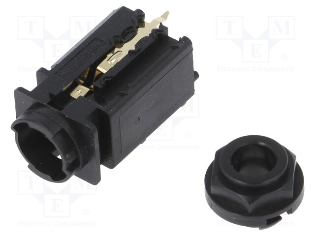 Socket; Jack 6,35mm; female; stereo; straight; for panel mounting