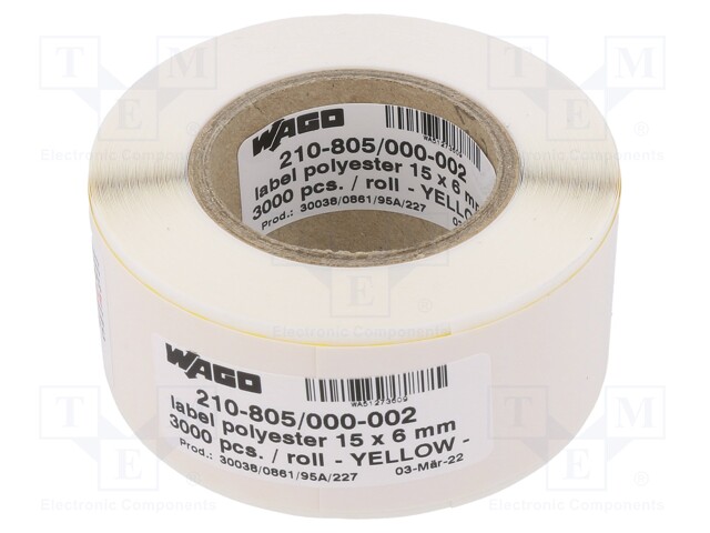 Label; 6mm; 15mm; yellow; No.of labels: 3000pcs; self-adhesive