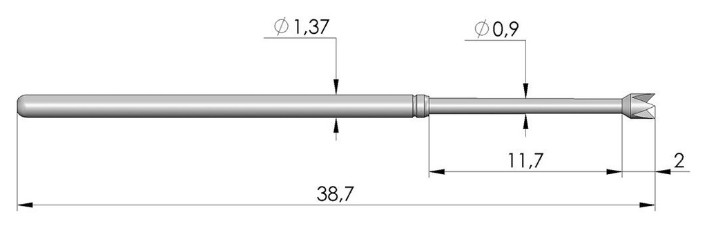 Test needle; Operational spring compression: 9.3mm; 5A; Ø: 1.5mm