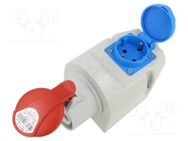 Connector: AC supply 3-phase; socket; female; 16A; 400VAC; IP44
