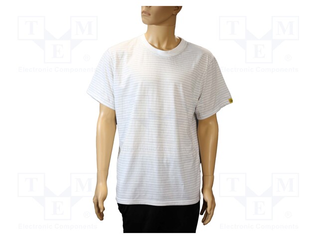 T-shirt; ESD; M; IEC 61340; cotton,polyester,carbon fiber; white