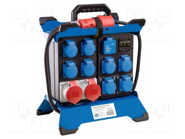 Electric switchboard; 5G2.5mm2; Sockets: 12; rubber; black; 3.4m