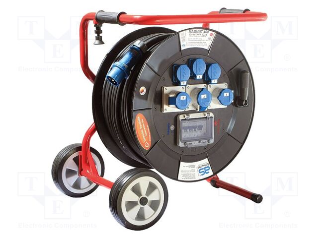 Extension lead; 3G2.5mm2; reel,with brake,with wheels; rubber