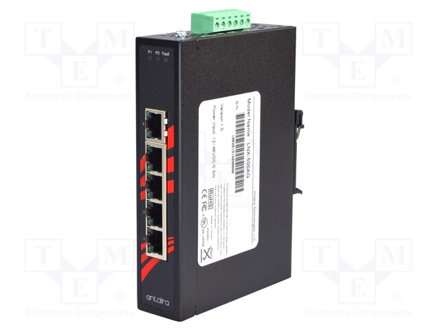 Industrial module: switch Ethernet; unmanaged; 12÷48VDC; RJ45; 5W