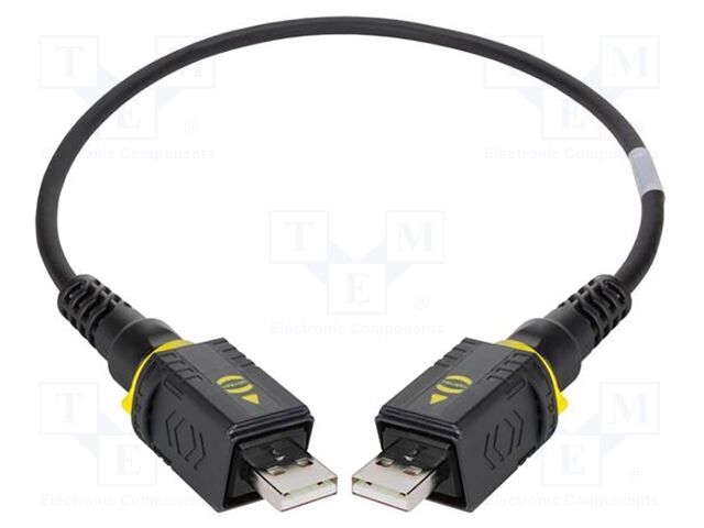 Cable; USB 2.0; USB A plug,both sides; 2m; black; hermetic x2