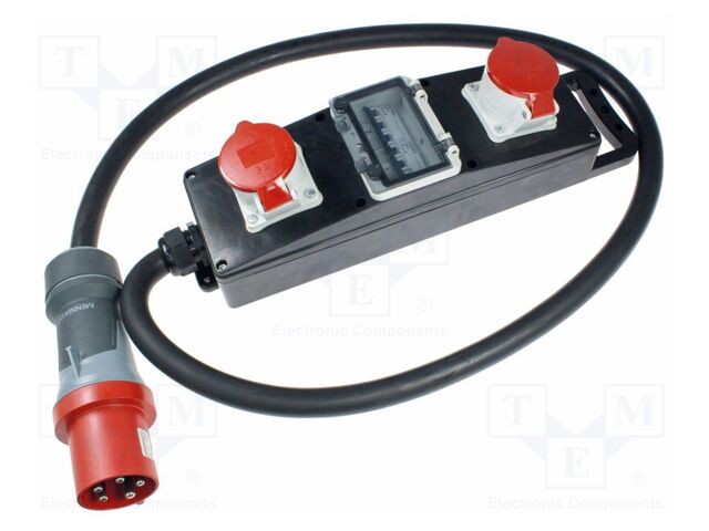 Extension lead; 5G16mm2; three-phase,with flap,with holder